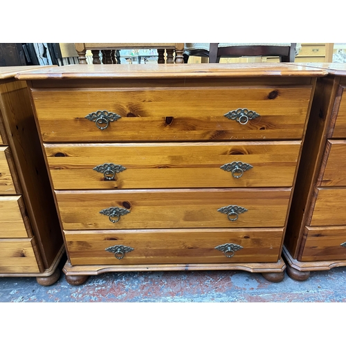 135 - A pine chest of drawers - approx. 76cm high x 84cm wide x 45cm deep