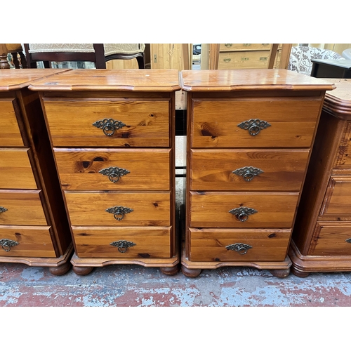 136 - A pair of pine bedside chests of drawers - approx. 77cm high x 45cm wide x 45cm deep