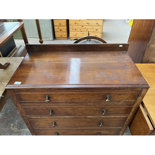 147 - An early 20th century mahogany chest of drawers - approx. 103cm high x 91cm wide x 45cm deep