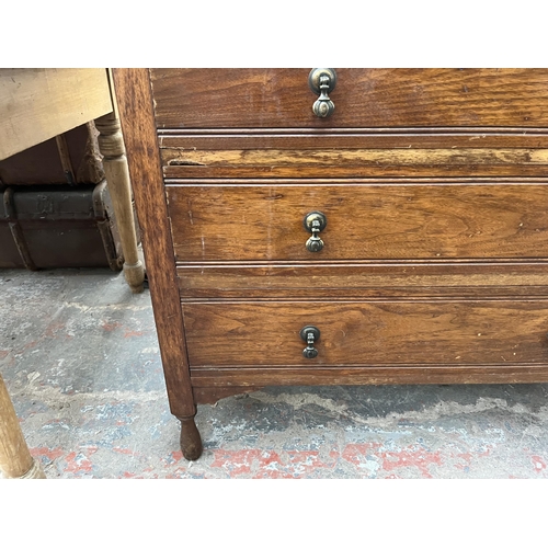 147 - An early 20th century mahogany chest of drawers - approx. 103cm high x 91cm wide x 45cm deep