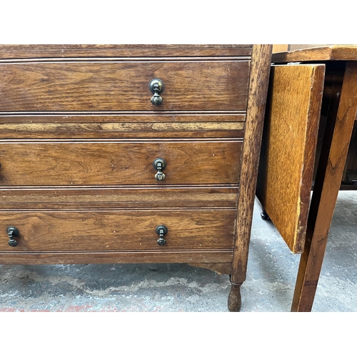 147 - An early 20th century mahogany chest of drawers - approx. 103cm high x 91cm wide x 45cm deep