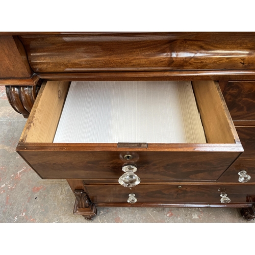 154 - A Victorian mahogany chest of drawers with carved acanthus leaf design - approx. 140cm high x 133cm ... 