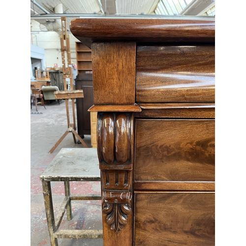 154 - A Victorian mahogany chest of drawers with carved acanthus leaf design - approx. 140cm high x 133cm ... 