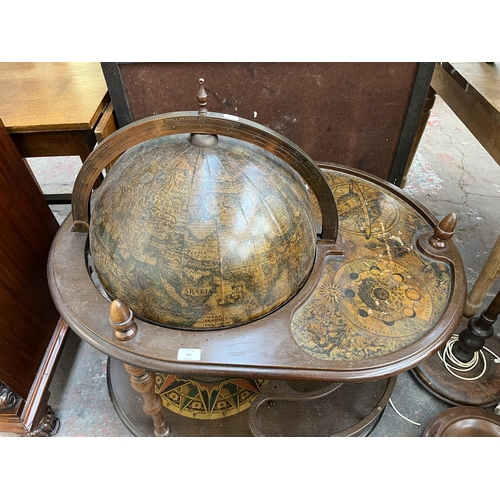 155 - A mid 20th century terrestrial globe drinks trolley