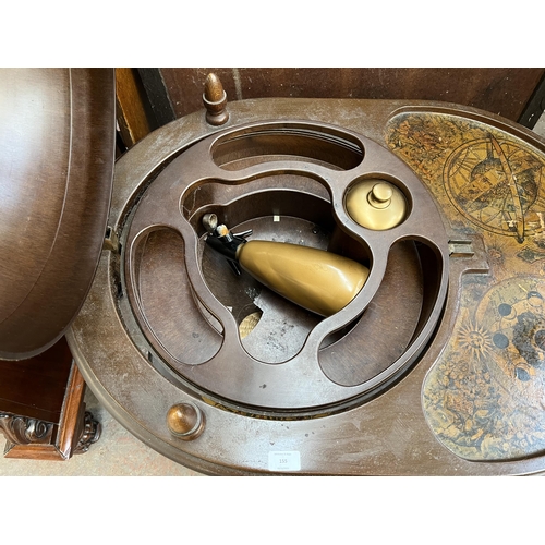 155 - A mid 20th century terrestrial globe drinks trolley