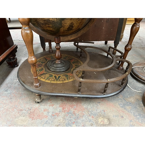 155 - A mid 20th century terrestrial globe drinks trolley