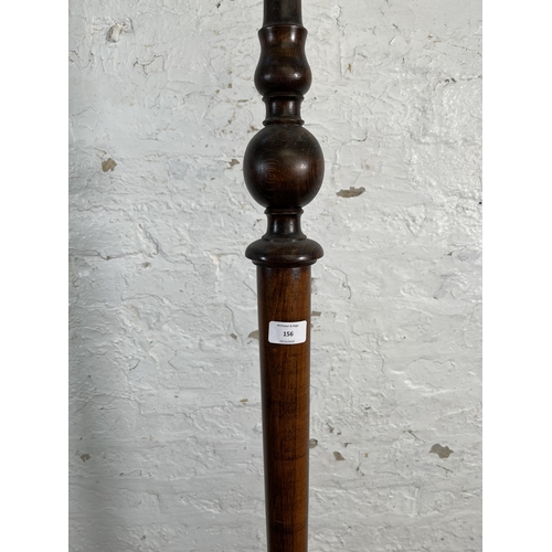 156 - A mid 20th century beech standard lamp with circular base - approx. 160cm high