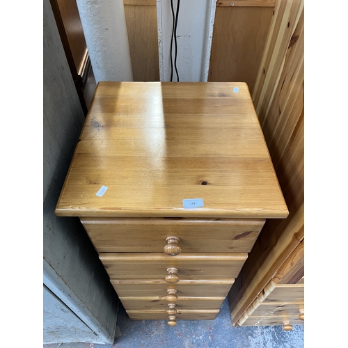 179 - A pine chest of drawers - approx. 99cm high x 44cm wide x 45cm deep