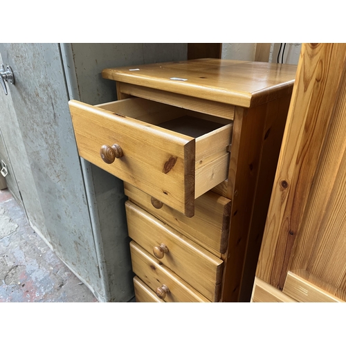 179 - A pine chest of drawers - approx. 99cm high x 44cm wide x 45cm deep