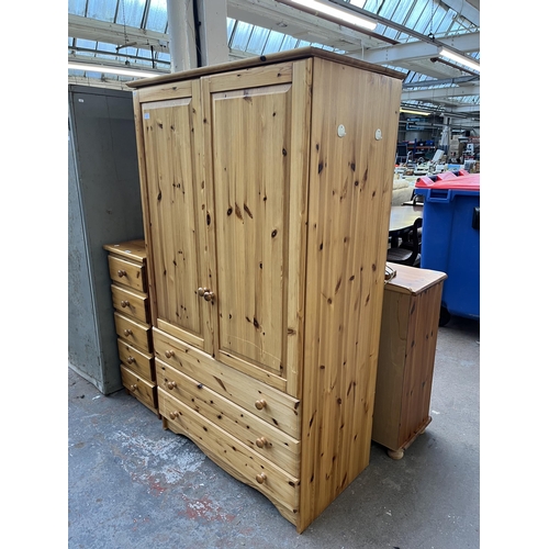 180 - A pine double wardrobe - approx. 178cm high x 103cm wide x 58cm deep