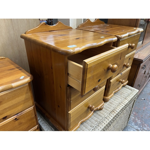 182 - A pair of pine bedside chests of drawers - approx. 62cm high x 43cm wide x 39cm deep