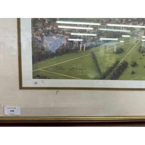 198 - A framed John Young pencil signed limited edition no. 465/495 print - approx. 74cm high x 89cm wide