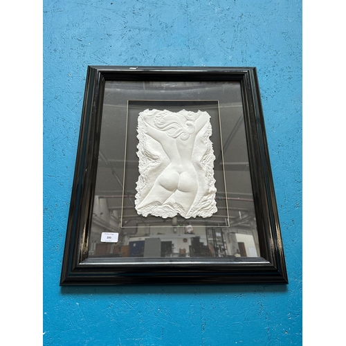 200 - A framed Roberta Peck pencil signed nude lady cast paper relief - approx. 61cm high x 50.5cm wide