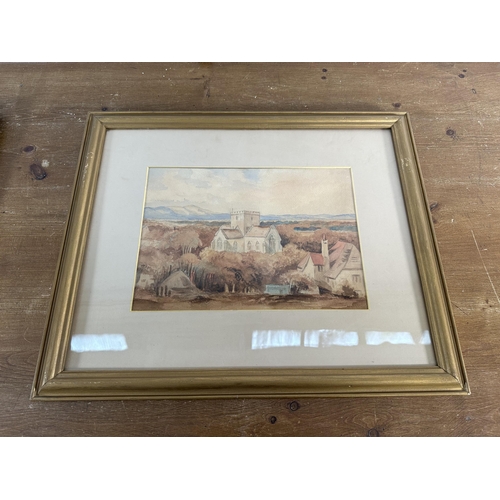 213 - Two early 20th century gilt framed watercolours - approx. 50cm high x 60cm wide