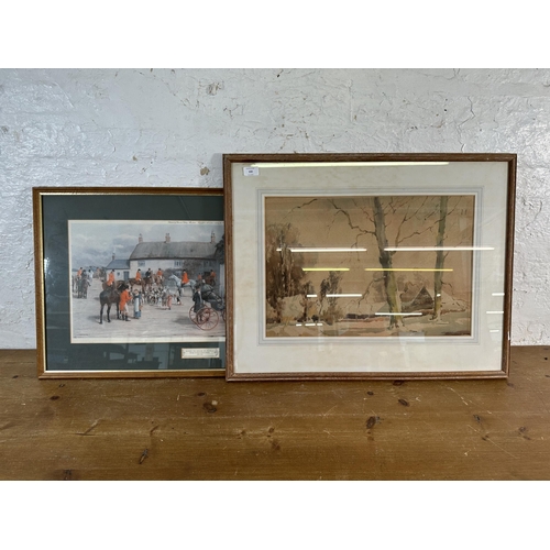 220 - Two framed pictures, one late 19th century watercolour signed lower right and one Goodwin Kilburne p... 