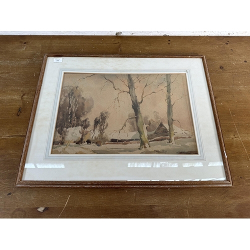 220 - Two framed pictures, one late 19th century watercolour signed lower right and one Goodwin Kilburne p... 