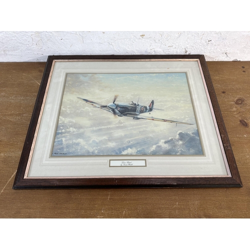 221 - Four framed aviation prints to include two Robert Taylor signed prints