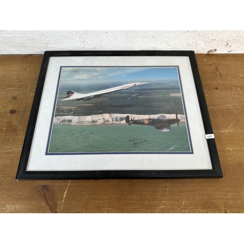 221 - Four framed aviation prints to include two Robert Taylor signed prints