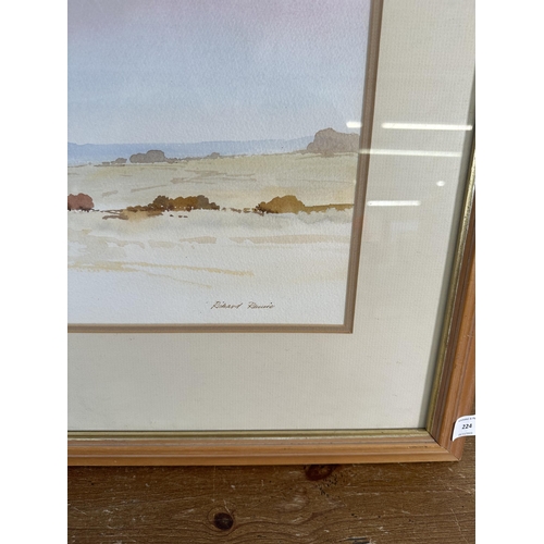 224 - A framed Richard Rennie landscape watercolour - approx. 72cm high x 92cm wide