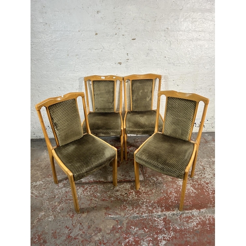 16 - Four mid 20th century East German beech and fabric upholstered dining chairs