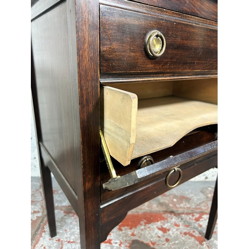 21 - An Edwardian beech three drawer music cabinet - approx. 79cm high x 52cm wide x 38cm deep