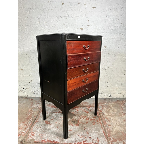 22 - An Edwardian mahogany and ebonised five drawer music cabinet - approx. 91cm high x 50cm wide x 38cm ... 