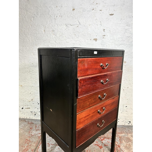 22 - An Edwardian mahogany and ebonised five drawer music cabinet - approx. 91cm high x 50cm wide x 38cm ... 