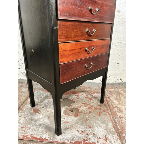 22 - An Edwardian mahogany and ebonised five drawer music cabinet - approx. 91cm high x 50cm wide x 38cm ... 