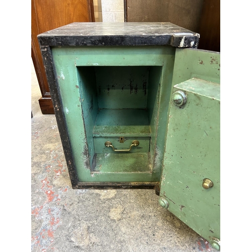 30 - A Victorian E. Hipkins & Co. Dudley black painted steel safe with key - approx. 51cm high x 36cm wid... 