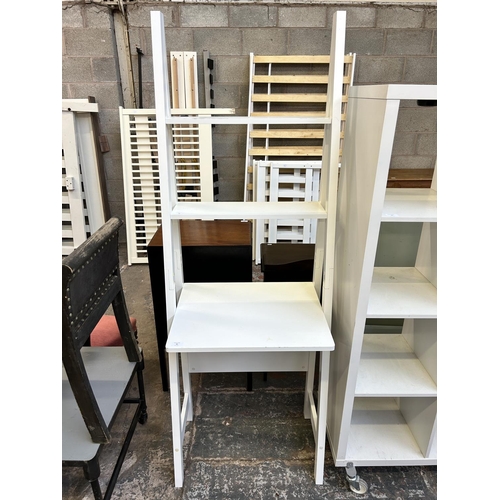 40 - A modern white painted ladder desk - approx. 180cm high x 64cm wide x 45cm deep
