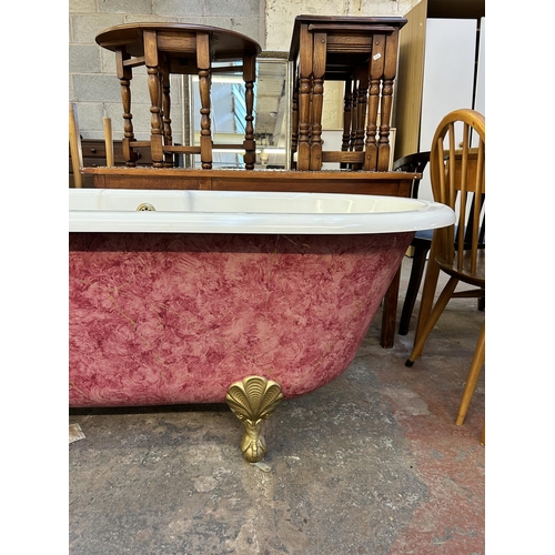 44 - A Victorian style plastic bath with gold painted ball and claw supports - approx. 63cm high x 80cm w... 