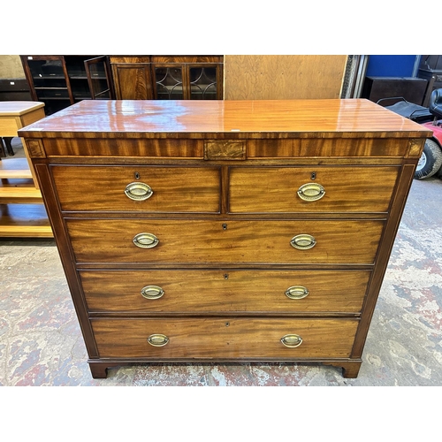 87 - A Georgian inlaid mahogany chest of drawers on bracket supports - approx. 114cm high x 121cm wide x ... 