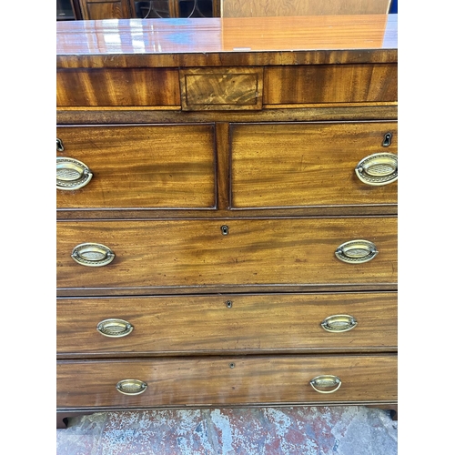 87 - A Georgian inlaid mahogany chest of drawers on bracket supports - approx. 114cm high x 121cm wide x ... 