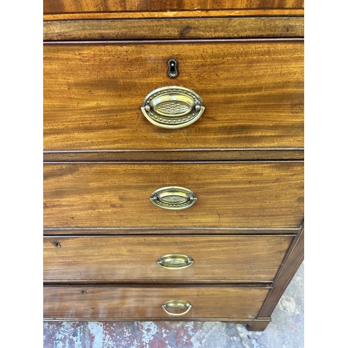 87 - A Georgian inlaid mahogany chest of drawers on bracket supports - approx. 114cm high x 121cm wide x ... 