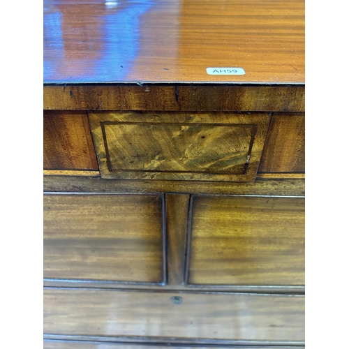 87 - A Georgian inlaid mahogany chest of drawers on bracket supports - approx. 114cm high x 121cm wide x ... 