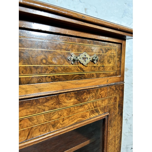 95 - A Victorian inlaid walnut pier cabinet - approx. 88cm high x 58cm wide x 36cm deep