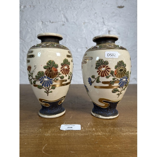 234 - A pair of early/mid 20th century Japanese Satsuma vases - approx. 19cm high