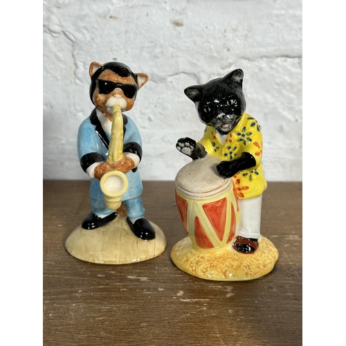 244 - Nine Beswick Cats Chorus Collection figurines, Purrfect Pitch CC1, Calypso Kitten CC2, Cool Cat CC3,... 