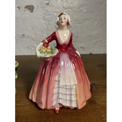 247 - Five pieces of Royal Doulton china, Janet figurine HN 1537, The Balloon Man collector's plate D6655,... 