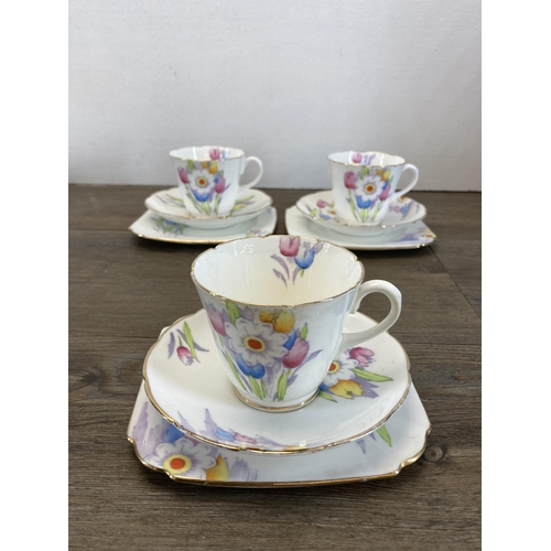 293 - A collection of Art Deco style Taylor & Kent hand painted china to include three trios etc.