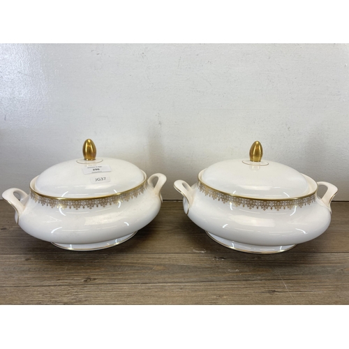 296 - A collection of Royal Doulton Gold Lace fine bone china to include two lidded tureens, gravy boat, m... 