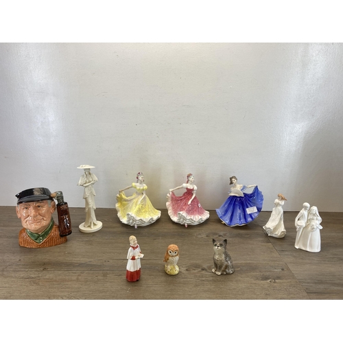 319A - Ten ceramic figurines, two Beswick animals, Royal Doulton Olivia HN3339, Royal Doulton Images Bride ... 