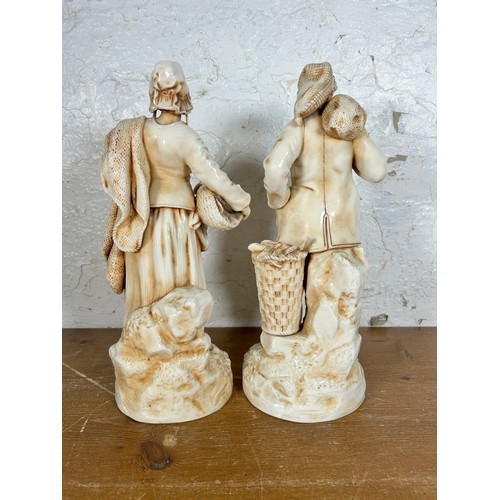 280 - Two 19th century ivory porcelain fish merchant figurines - approx. 38cm high