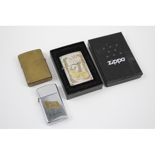 2343 - Three Zippo cigarette lighters