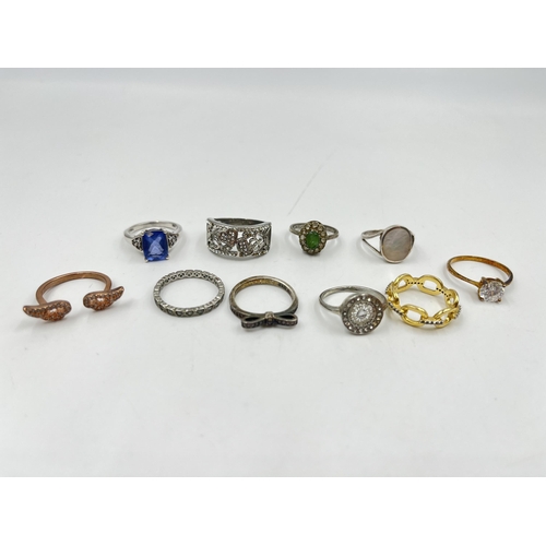 Ten .925 silver rings - approx. gross weight 25g