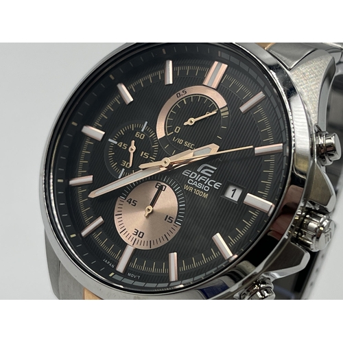 2265 - A boxed Casio Edifice quartz 45mm men's wristwatch - ref. EFV-520 with full paperwork and spare link... 