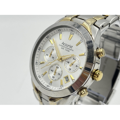 2266 - A boxed Accurist quartz 39mm men's chronograph wristwatch with stainless steel bracelet, spare links... 