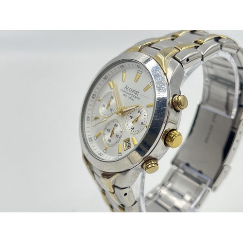 2266 - A boxed Accurist quartz 39mm men's chronograph wristwatch with stainless steel bracelet, spare links... 