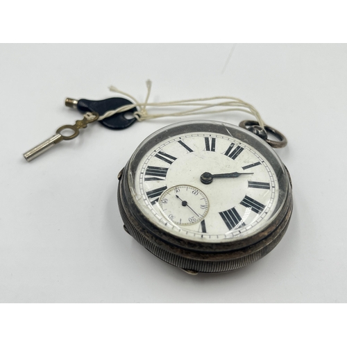 2269 - A Victorian Thomas R. Russell & Co. hallmarked Chester silver cased open face key wind pocket watch,... 