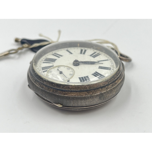 2269 - A Victorian Thomas R. Russell & Co. hallmarked Chester silver cased open face key wind pocket watch,... 